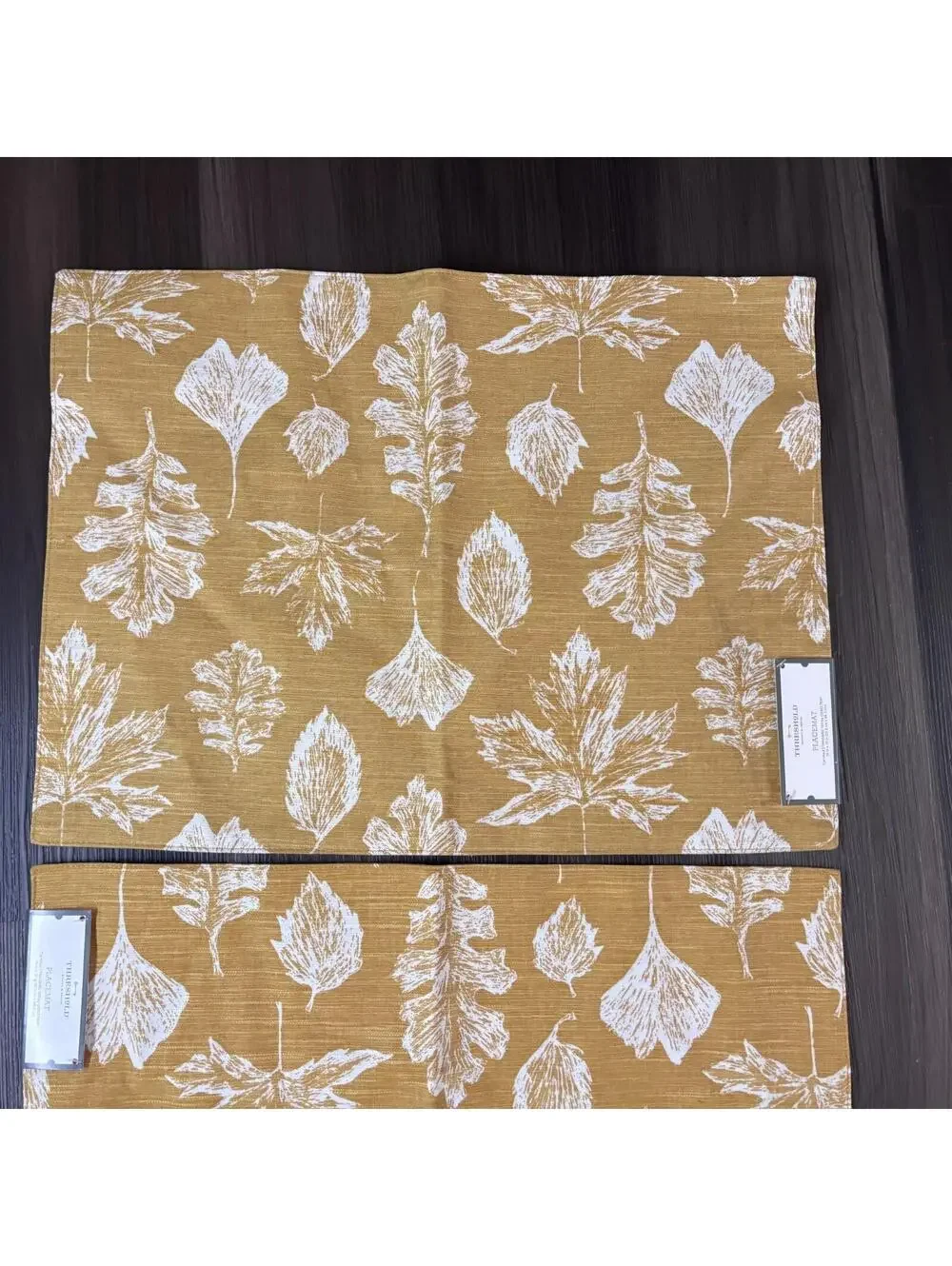 Target Threshold Gold Leaf Placemats Mustard Yellow Set of 2